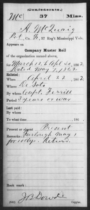 A McQuaig Muster Roll Page 2